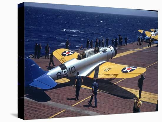 Douglas Tbd Torpedo Bomber Taxing to Parking Area Aboard the Aircraft Carrier Uss Entrprise-Carl Mydans-Premier Image Canvas