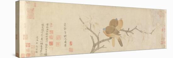 Doves and Pear Blossoms after Rain, Yuan Dynasty, Late 13th Century-Qian Xuan-Premier Image Canvas