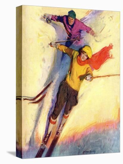 "Downhill Skiing,"January 1, 1927-McClelland Barclay-Premier Image Canvas