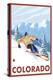 Downhill Snow Skier - Colorado-Lantern Press-Stretched Canvas