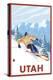 Downhill Snow Skier - Utah-Lantern Press-Stretched Canvas