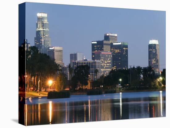 Downtown District Skyscrapers Located Behind Echo Park Lake, Los Angeles, California, USA-Kober Christian-Premier Image Canvas