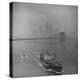 Downtown NY Seen through Mist Hovering over River, Yamashita Line Ship Coasting and Bridge-Eliot Elisofon-Premier Image Canvas