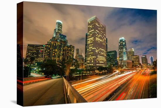 Downtown of Los Angeles at Night-sborisov-Premier Image Canvas