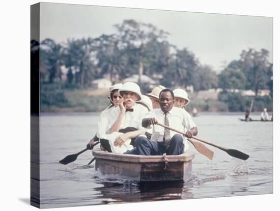 Dr. Albert Schweitzer Going Down the Ogowe River to Lambarene for His Birthday Celebration-George Silk-Premier Image Canvas