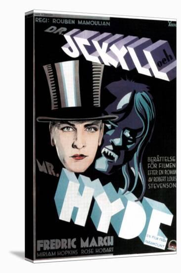 Dr. Jekyll and Mr. Hyde, Fredric March on Swedish Poster Art, 1931-null-Stretched Canvas