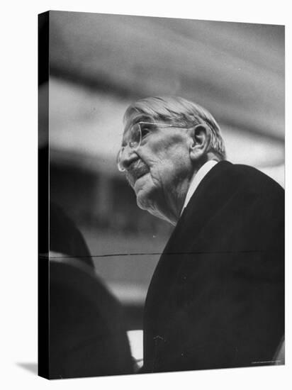 Dr. John Dewey Listening to Speaker at His 90th Birthday Celebration-Cornell Capa-Premier Image Canvas