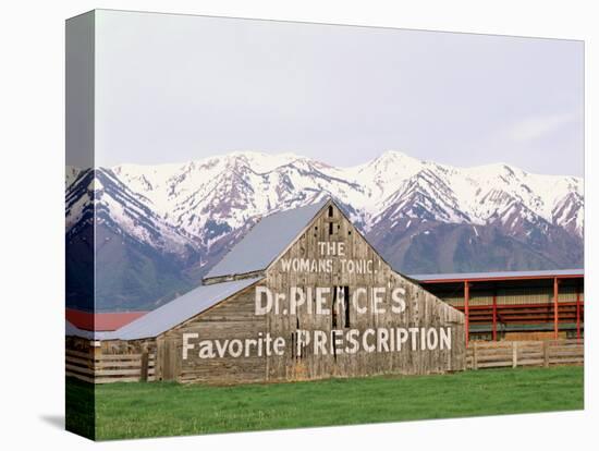 Dr Pierce's Barn, Wellsville Mountains in Distance, Cache Valley, Utah, USA-Scott T^ Smith-Premier Image Canvas