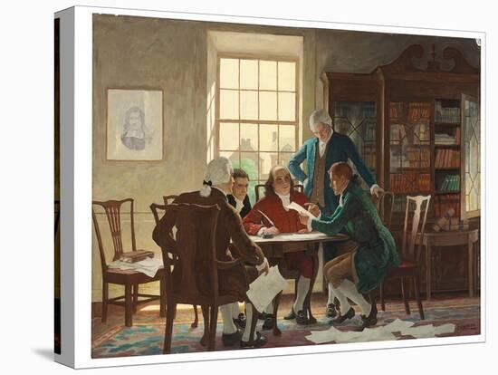 Drafting the Declaration of Independence in 1776, 1944 (Oil on Panel)-Newell Convers Wyeth-Premier Image Canvas