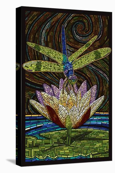 Dragonfly - Paper Mosaic-Lantern Press-Stretched Canvas
