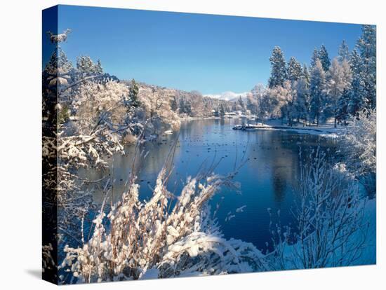 Drake Park along Mirror Pond in winter, Bend, Deschutes County, Oregon, USA-null-Premier Image Canvas