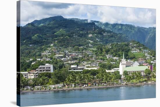 Dramatic mountains looming behind Papeete, Tahiti, Society Islands, French Polynesia, Pacific-Michael Runkel-Premier Image Canvas