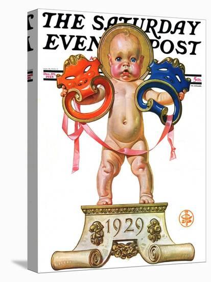 "Dramatic New Year," Saturday Evening Post Cover, December 29, 1928-Joseph Christian Leyendecker-Premier Image Canvas