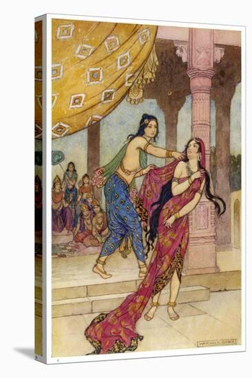 Draupadi the Polyandrous Wife of the Katava Brothers is Attacked by Prince Duhsasana-Warwick Goble-Stretched Canvas