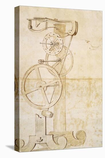 Drawing of Galileo's Pendulum Clock, Manuscript by Galileo Galilei (1564-1642), 85 Gal, F 50 R-Galileo Galilei-Premier Image Canvas