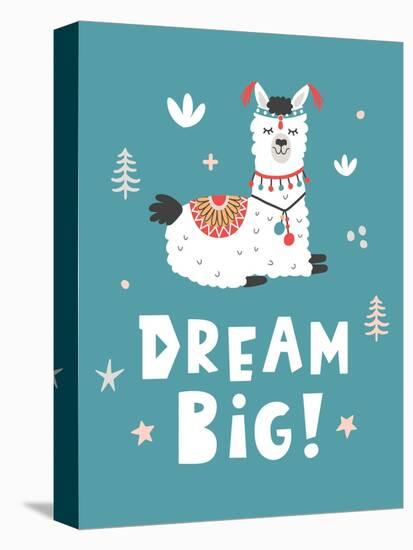 Dream Big, Llama!-Artrise-Stretched Canvas