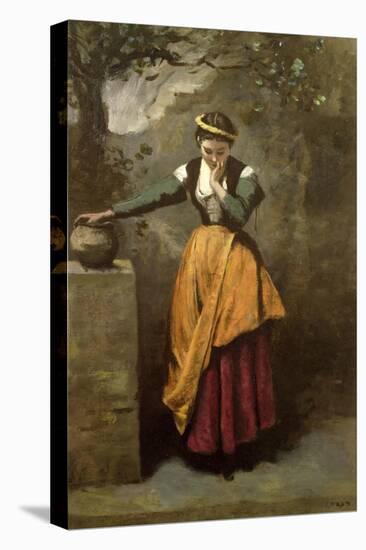 Dreamer at the Fountain, C.1860-Jean-Baptiste-Camille Corot-Premier Image Canvas