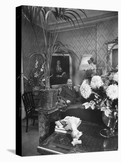 Dress Designer Christian Dior at Home in His Living Room-Frank Scherschel-Premier Image Canvas