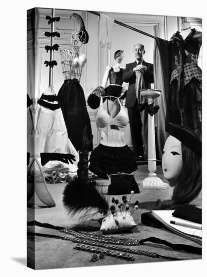Dress Designer Christian Dior in His Workshop-Frank Scherschel-Premier Image Canvas