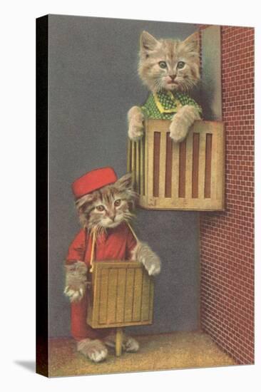 Dressed Kittens, Organ Grinder-null-Stretched Canvas