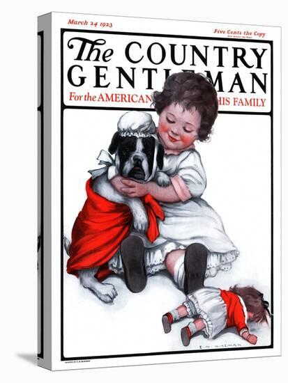 "Dressing Doggie," Country Gentleman Cover, March 24, 1923-Katherine R. Wireman-Premier Image Canvas