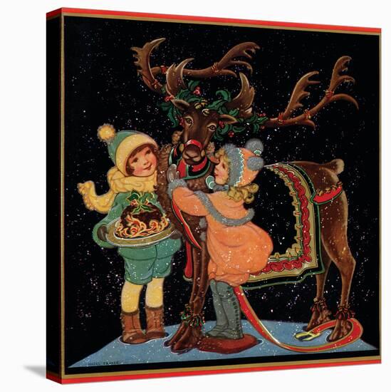 Dressing the Reindeer - Child Life, December 1925-Hazel Frazee-Premier Image Canvas