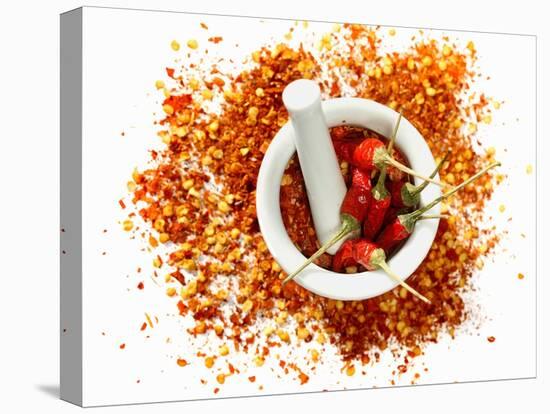 Dried Chilli Peppers and Chilli Flakes in a Mortar-Bodo A^ Schieren-Premier Image Canvas