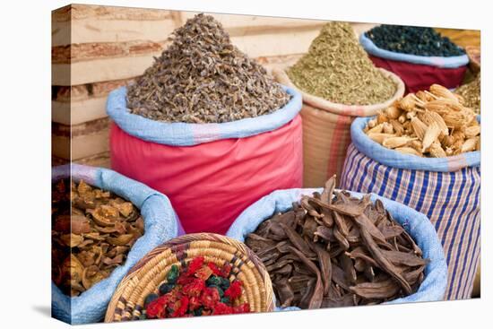 Dried Flowers and Herbs at a Spice Market, Rahba Kedima in Marrakech-Peter Adams-Premier Image Canvas