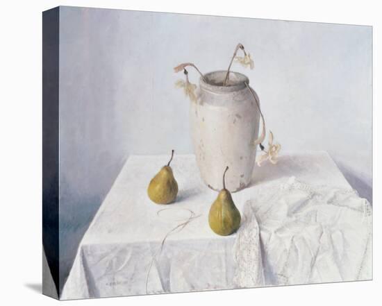 Dried Narcissi with Two Pears-Arthur Easton-Stretched Canvas