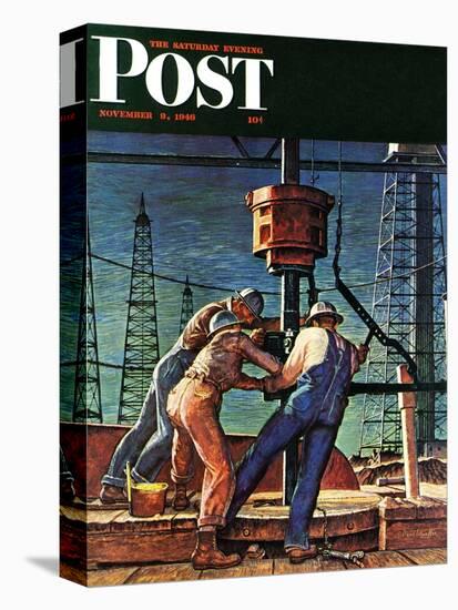 "Drilling for Oil," Saturday Evening Post Cover, November 9, 1946-Mead Schaeffer-Premier Image Canvas