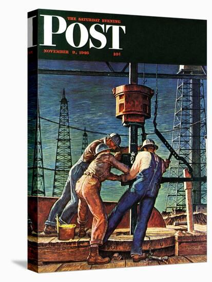 "Drilling for Oil," Saturday Evening Post Cover, November 9, 1946-Mead Schaeffer-Premier Image Canvas