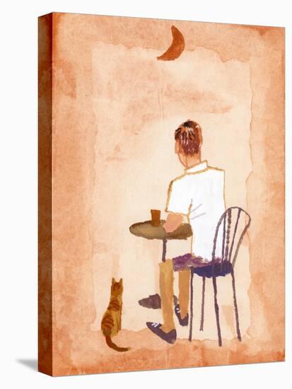 Drink Coffee at the Cafe While Watching the Moon, 2016 (Gouache on Paper and Adobe Photoshop)-Hiroyuki Izutsu-Premier Image Canvas