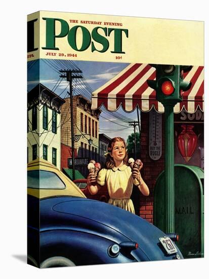 "Dripping Cones," Saturday Evening Post Cover, July 29, 1944-Stevan Dohanos-Premier Image Canvas