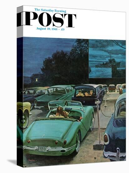 "Drive-In Movies," Saturday Evening Post Cover, August 19, 1961-George Hughes-Premier Image Canvas