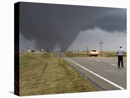 Driver Slows as a Tornado Crosses the Highway in Beaver County, Oklahoma-null-Premier Image Canvas