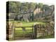 Dry Stone Wall, Gate and Stone Cottages, Snowshill Village, the Cotswolds, Gloucestershire, England-David Hughes-Premier Image Canvas