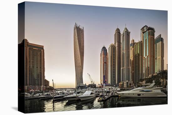 Dubai Marina at Sunset with the Cayan Tower (Infinity Tower)-Cahir Davitt-Premier Image Canvas