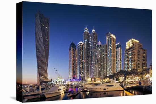 Dubai Marina at Twilight with the Cayan Tower (Infinity Tower)-Cahir Davitt-Premier Image Canvas