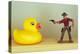 Duck Takes On Cowboy-Den Reader-Premier Image Canvas