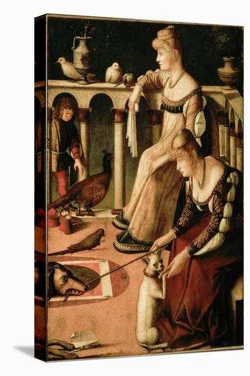 Due Lady Veneziane (Due Cortigiane, Two Venetian Women, Two Courtesans), 1495-1500 (Oil on Canvas)-Vittore Carpaccio-Premier Image Canvas