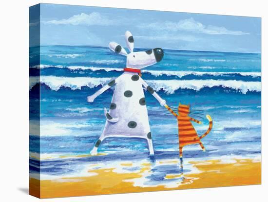 Duke and Sweetpea Love Paddling-Peter Adderley-Stretched Canvas