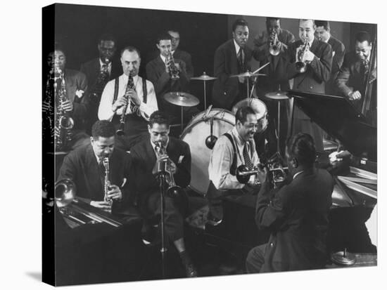 Duke Ellington, Dizzy Gillespie, Mezz Mezzrow and Others at Jam Session-Gjon Mili-Premier Image Canvas