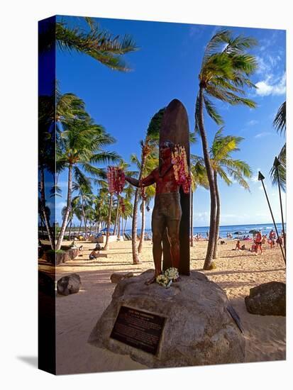 Duke Kahanamoku's Statue on Waikiki Beach-George Oze-Premier Image Canvas