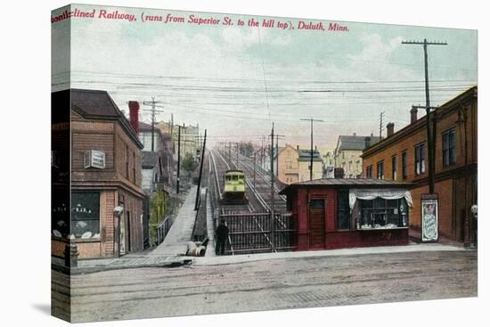 Duluth, Minnesota - View of the Superior St Incline Railway-Lantern Press-Stretched Canvas