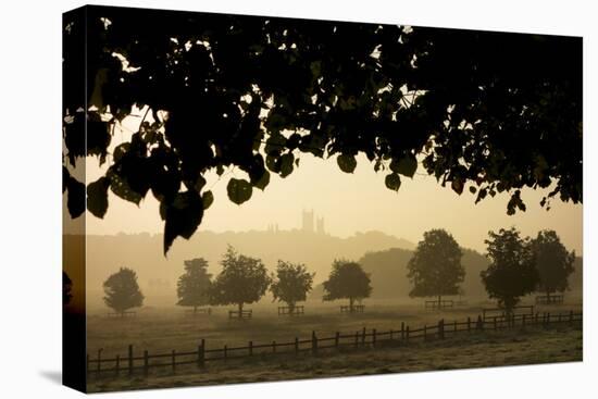 Durham Cathedral is seen through misty morning light-Charles Bowman-Premier Image Canvas