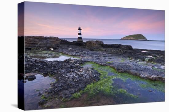 Dusk over Penmon Point Lighthouse and Puffin Island, Isle of Anglesey, Wales, UK. Spring-Adam Burton-Premier Image Canvas