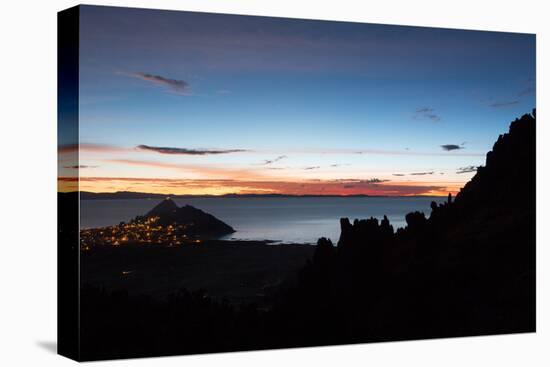 Dusk over the Town of Copacabana and Lake Titicaca-Alex Saberi-Premier Image Canvas