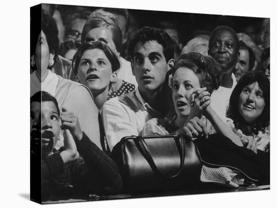 Dutch Audience Watching Jazz Trumpeter Louis Armstrong Performing with Band During a Concert-John Loengard-Premier Image Canvas