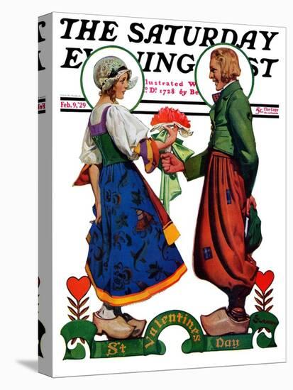 "Dutch Couple Valentine," Saturday Evening Post Cover, February 9, 1929-Elbert Mcgran Jackson-Premier Image Canvas