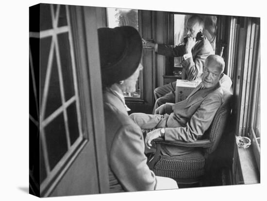 Dwight D. Eisenhower on the Train During the Presidential Campaigns-Joe Scherschel-Premier Image Canvas